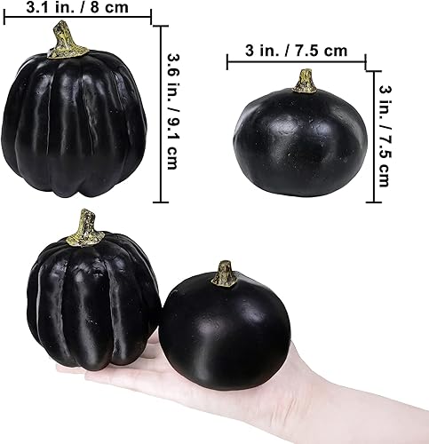 Vista 136 de Winlyn 7 calabazas artificiales verdes surtidas, calabazas de cosecha de color verde oscuro, calabazas decorativas de espuma para granja, otoño