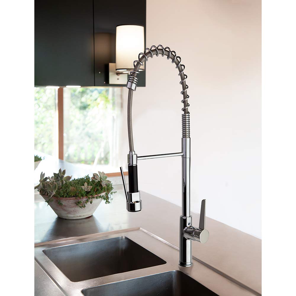 Ramon Soler Grifo de Fregadero de Gran Cocina Home Profesional con Caño Extraíble, Extensible y Orientable Cromado