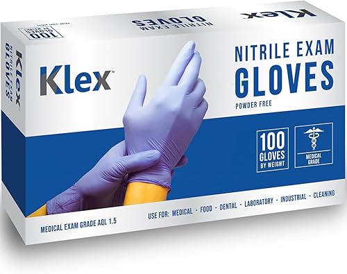 Klex Nitrile Exam Gloves - Medical Grade, Powder Free, Rubber Latex Free, Food Safe, Lavender