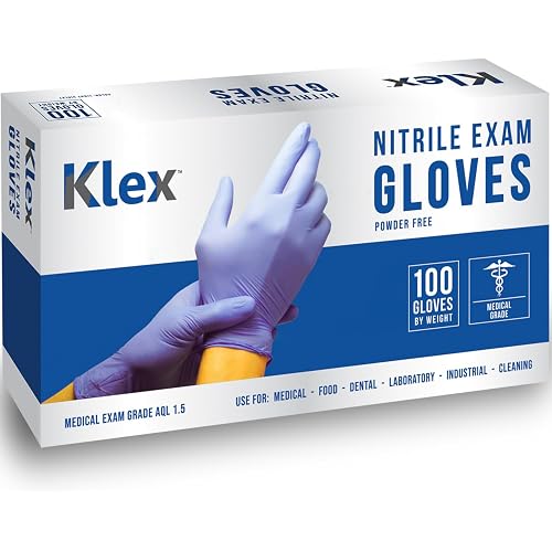 Klex Nitrile Exam Gloves - Medical Grade, Powder Free, Rubber Latex Free, Food Safe, Lavender