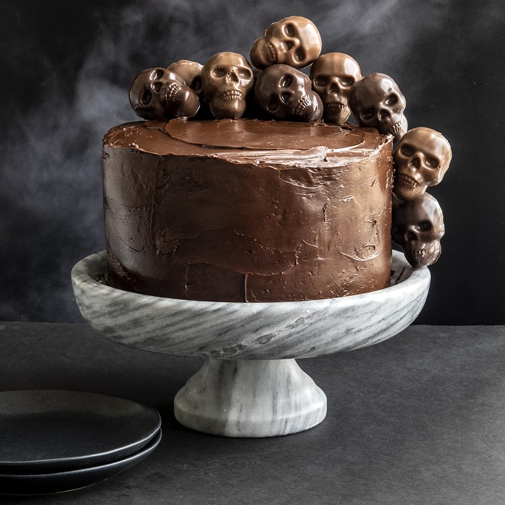 Nordic Ware - Moule à gâteau, moule à pâtisserie - Moule 20 mini Têtes de mort Bronze - Revêtement antiadhésif - Fonte d'aluminium