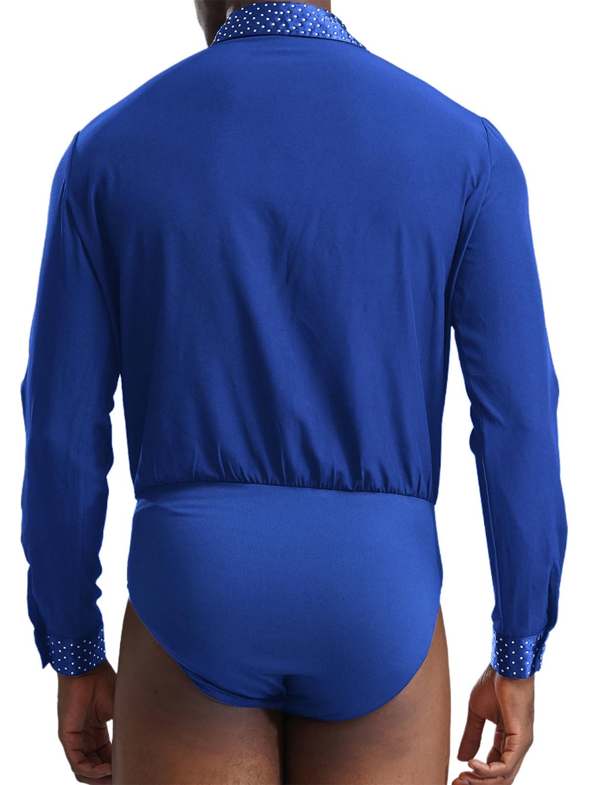 Aislor Maillot De Baile De Patinaje Artístico Para Hombre Body Plisado De Manga Larga Con Cuello En V Camisa De Baile De Jazz Latino