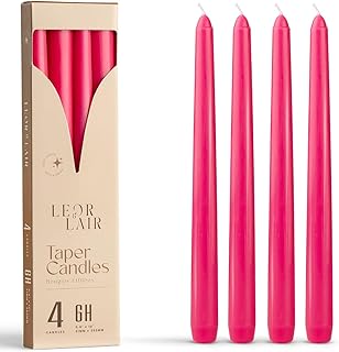 Pink Taper Candles - 4 Pack 10" Hot Pink Candles - Unscented Long Burning Candlesticks for Birthday Parties, Summer Dining, Weddings & Home Decoration