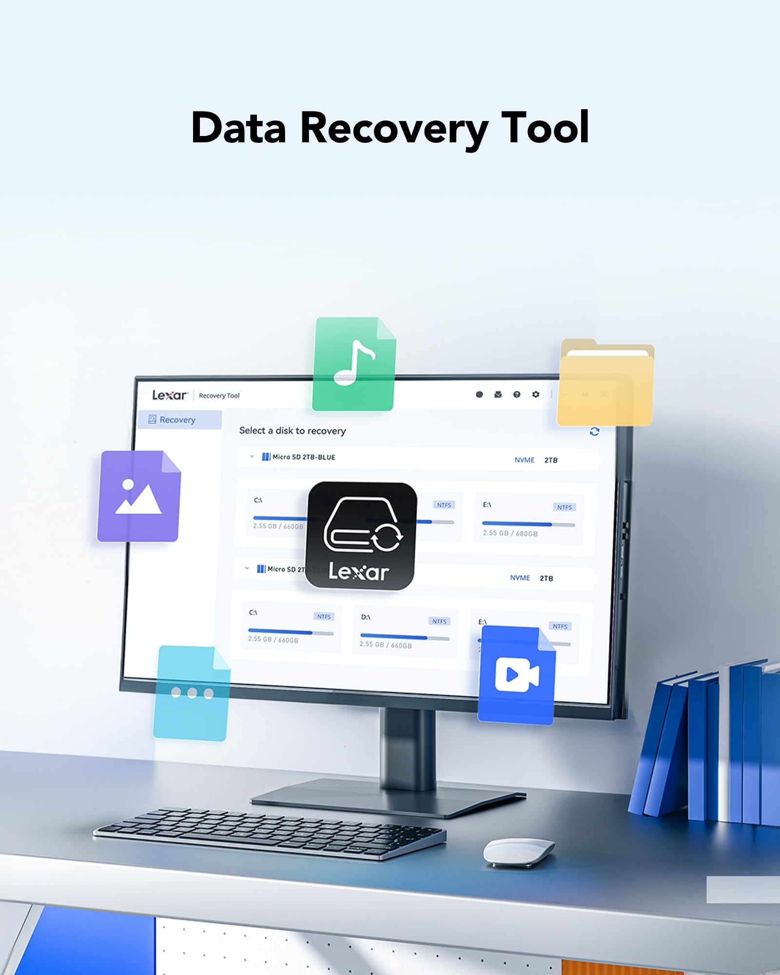 Lexar 128GB Blue Micro SD Card Up to 160MB/s, microSDXC UHS-I Memory Card with SD Adapter, C10, U3, A2, V30, Full HD, 4K UHD, High Speed TF Card