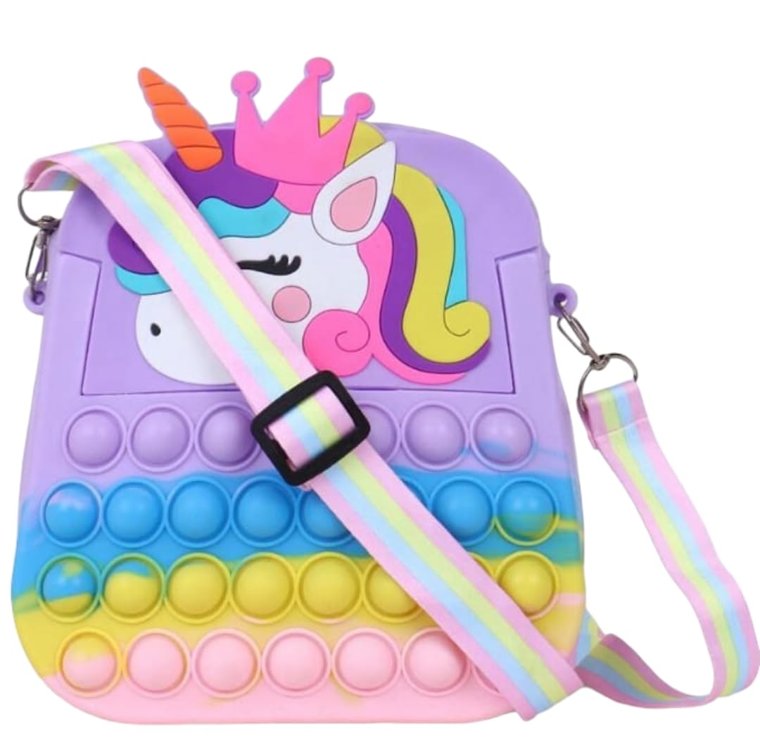 napp mall big unicorn pop shoulder bag fidget toys pop it purse push bubble fidget sensory stress release toys for kids purse for girls unicorn popit bag for kids (unicorn pouch)