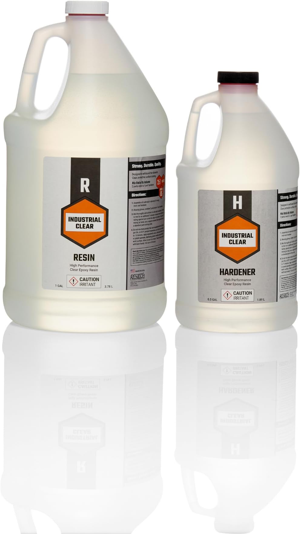 1.5 Gallon Industrial Clear Epoxy Resin Kit – Crystal Clear, High-Gloss, Heat & Scratch Resistant Table Top Epoxy for Countertops, Bartops, Live Edge Wood, Furniture Refinishing & Flooring