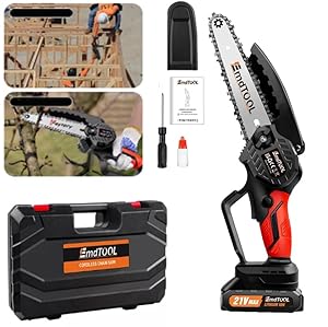 700W Mini Kettensäge Akku Kettensäge mit 1 x 1.5Ah Akku und Ladegerät, 3500 RPM, 1 Kette, Elektrisch Motorsäge Handkettensäge für Baumbeschneiden Und Gartenarbeiten, Orange
