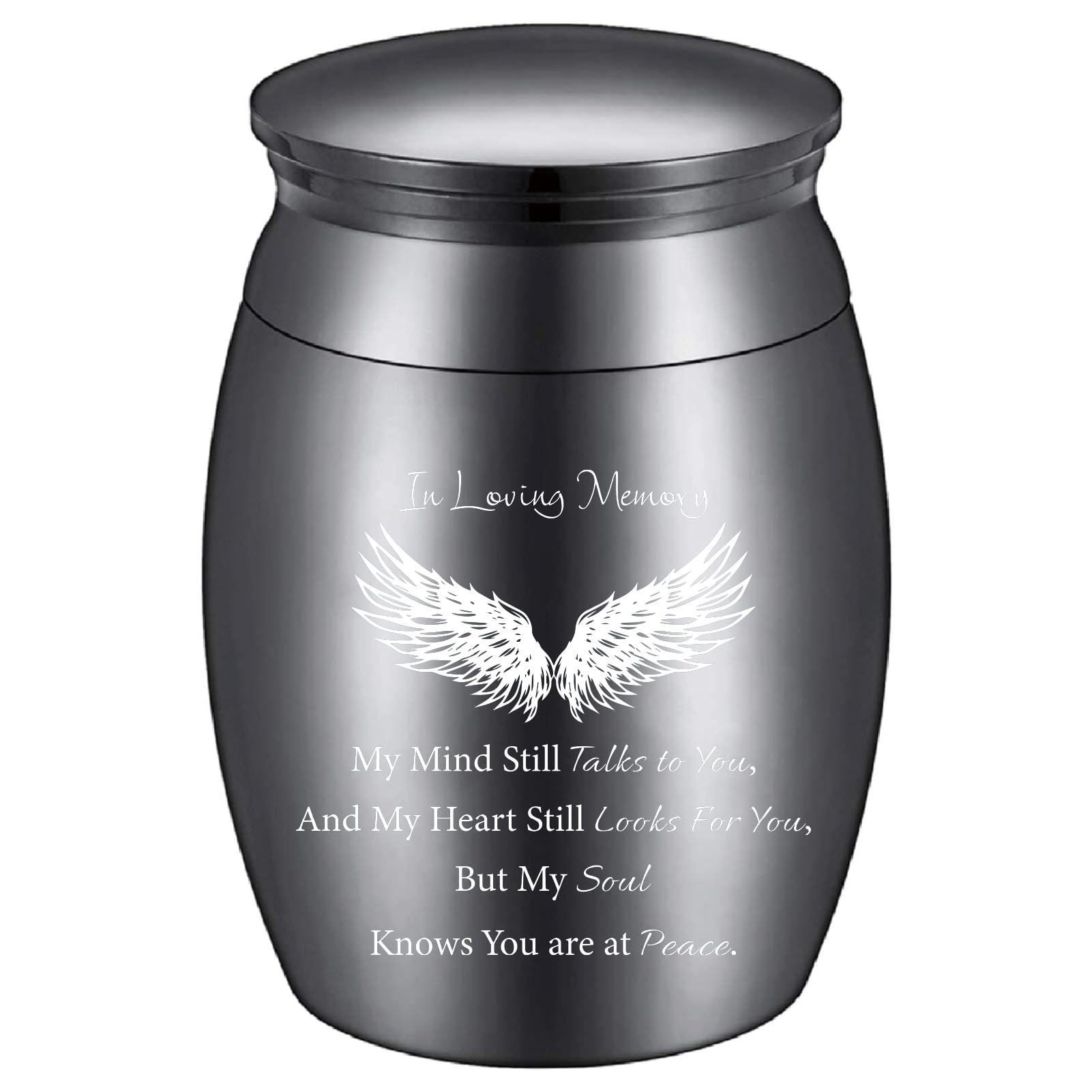 CREATCABIN Small Urns for Ashes Mini Keepsake Urns Alloy Miniature Ash Holder Unique Tiny Sharing Token Black Wing Decorative Urns Cremation Urn Memorial Container for lover Brother 1.6x1.2Inch