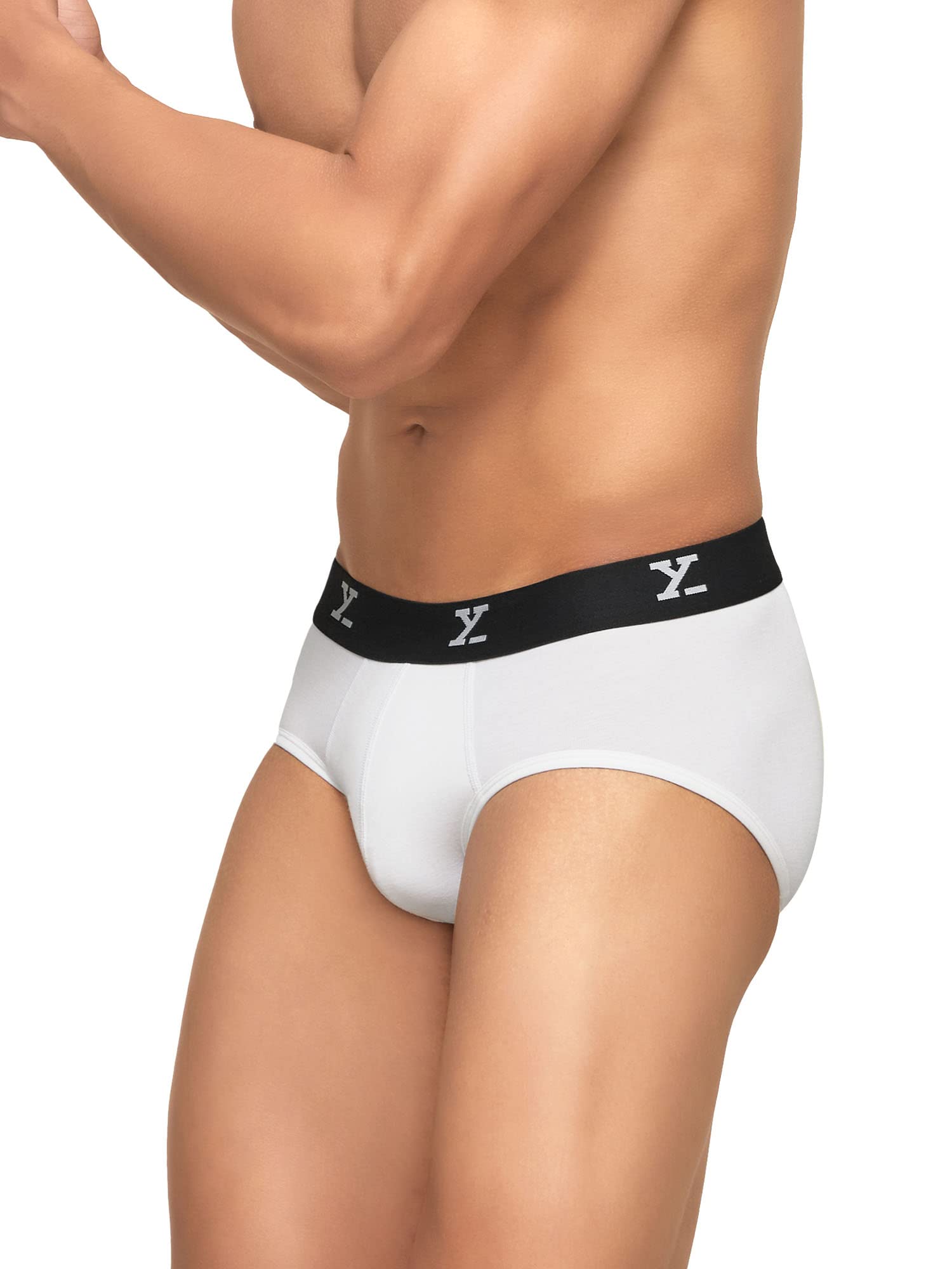 XY XX Men's Ace Micromodal Regular Fit Solid Antimicrobial Briefs with No Marks Waistband (Pack of 3)