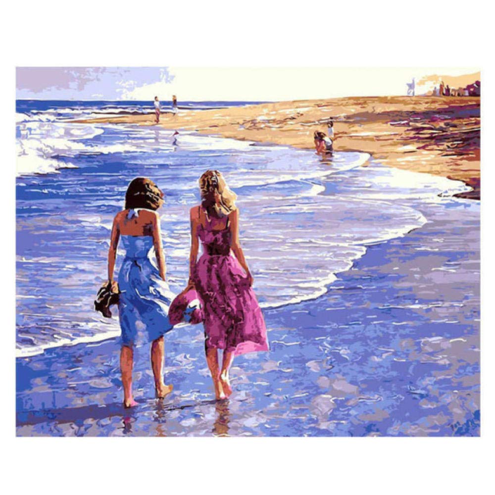 DIY Painting by Numbers,Pictures by Numbers,Wall Picture,Sunny Beach Beauty Digital Oil Painting 40x50cm （Frameless）