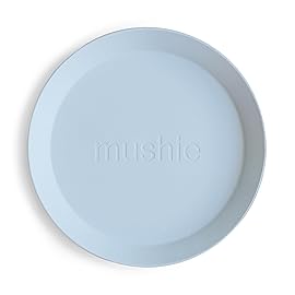 mushie Round Dinnerware Plates for Kids | Made in Denmark, Set of 2 (Powder Blue)