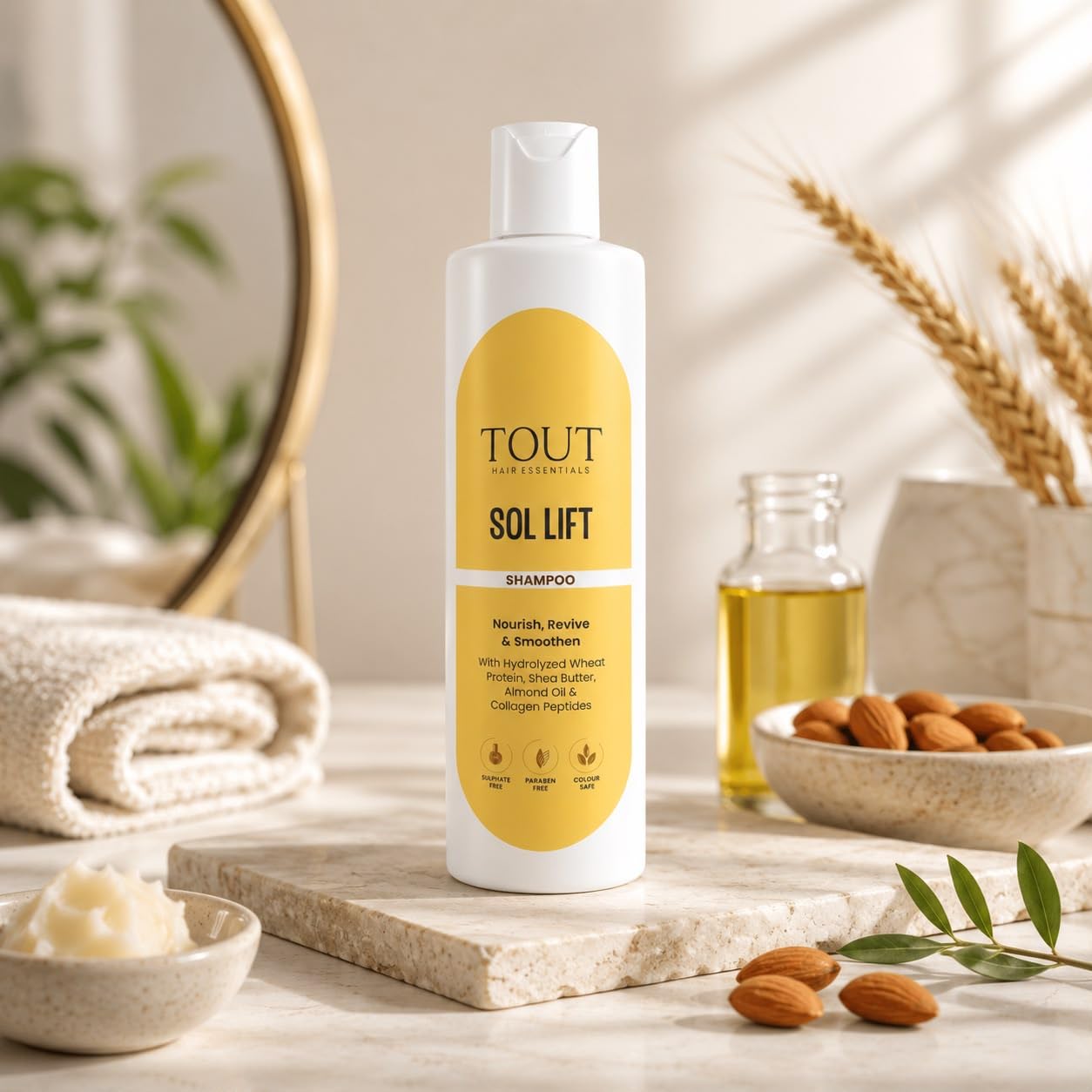 Sol Lift Shampoo with Collagen Peptides 250 ml | Sulphate Paraben Free Shea Butter Almond Oil Colour Safe Frizz Control Strengthens Hair-image-32