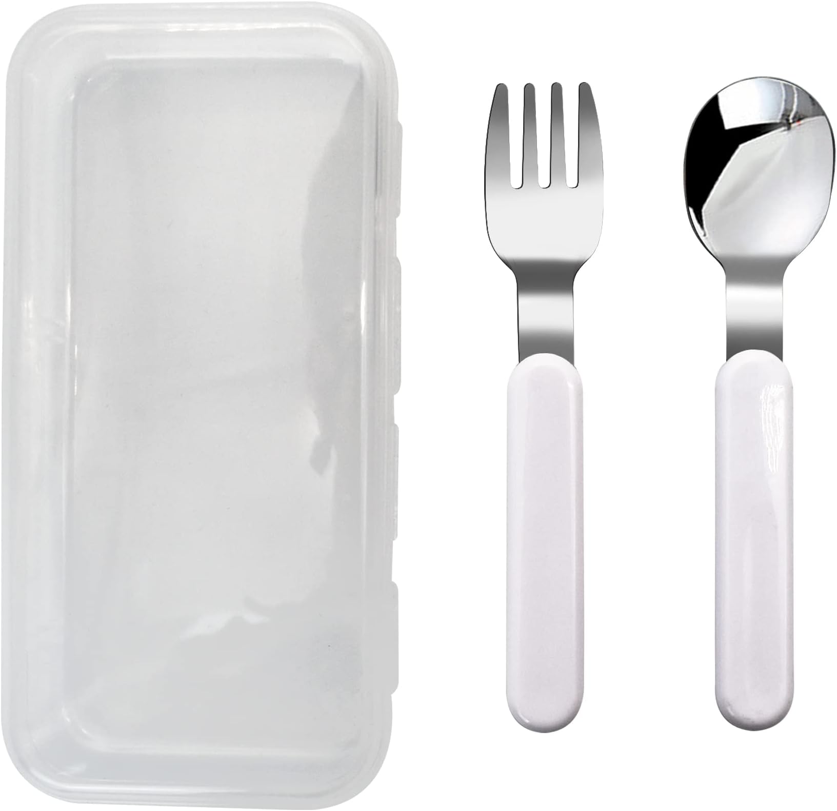 VANRA 2-Piece Children Fork And Spoon Set 18/10 Stainless Steel Child Flatware Set Kids Utensils Set with Case for Lunch Box