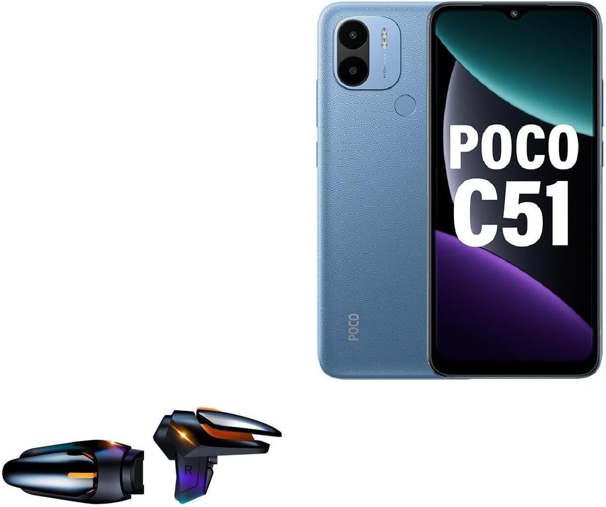 BoxWave Gaming Gear Compatible with Xiaomi Poco C51 - Touchscreen QuickTrigger Auto, Trigger Buttons Autofire Gaming Mobile FPS - Jet Black