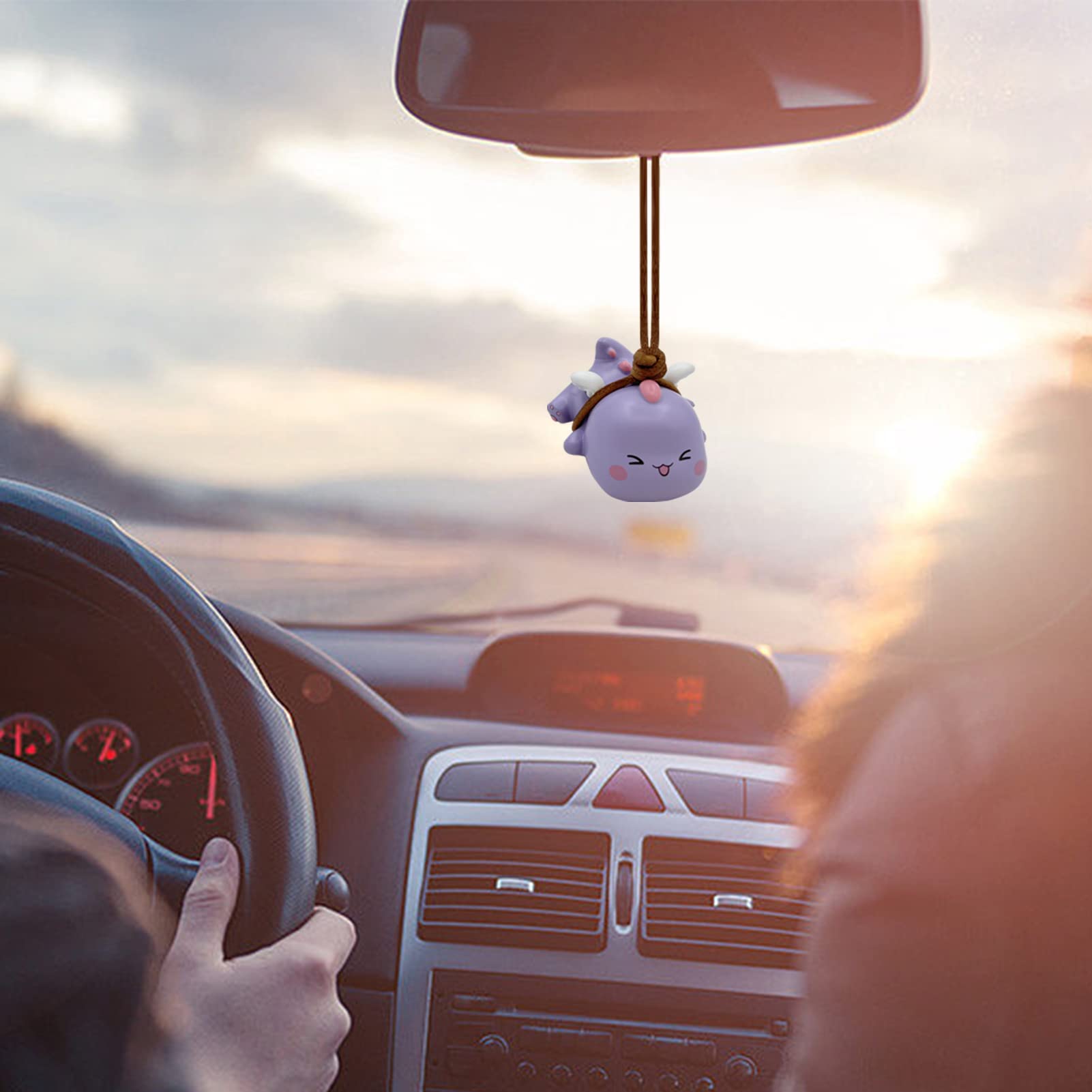 Car Rear View Mirror Accessories Hanging Cute Swinging Ornament Rearview Pendant Interior for Gardening Charms Aesthetic Decor Decorations Halloween Man Woman for Swing Cool Dinosaur (ZKL)