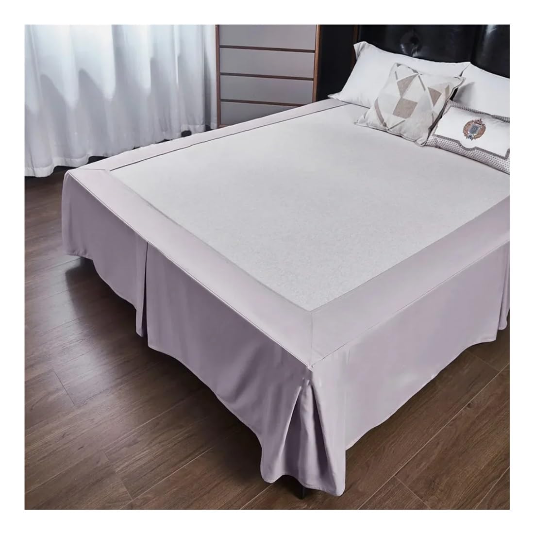 Mantovana giroletto ad angolo aperto, in tinta unita, spazzolato, per casa e hotel, matrimoniale, king size, queen size (CQ005-33, king size 200 x 203 x 38 cm)
