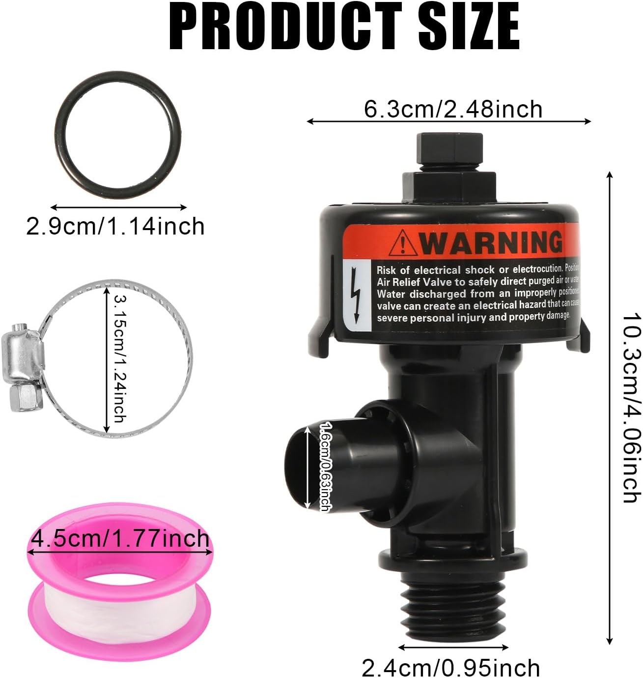 98209800 High Flow Manual Relief Valve, Air Release Valve Air Relief Valve Assembly Replacement for Pentair Pool and Spa Filters, with O-Ring, Clip, Tape