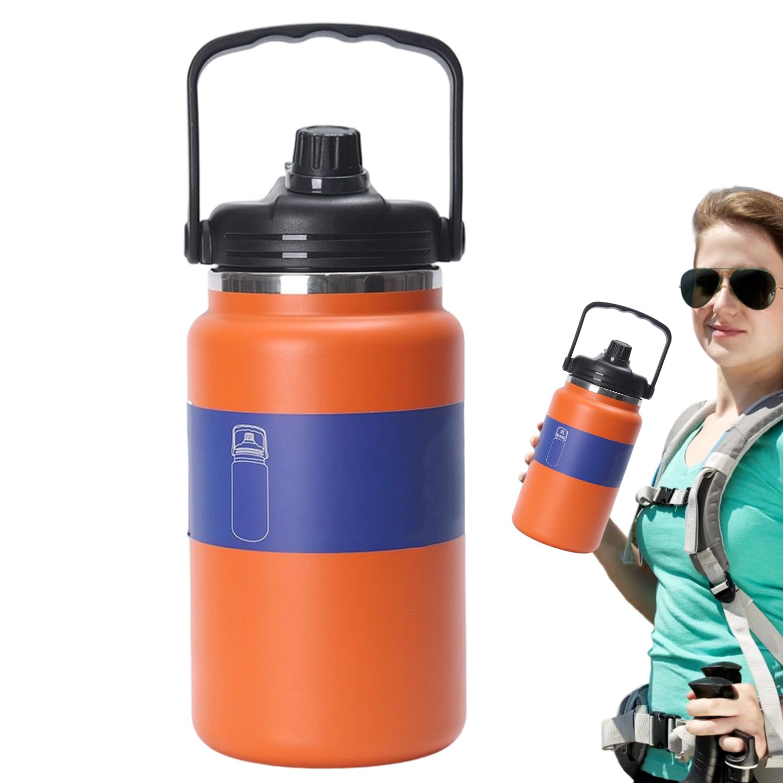 Edelstahl Trinkflasche 4 Liter Vakuum Isolier Thermo Becher | Metallflasche Für Heiße Und Kalte Getränke Inklusive Kaffee, Für Sportarten Wie Fitness, Wandern, Schule Und