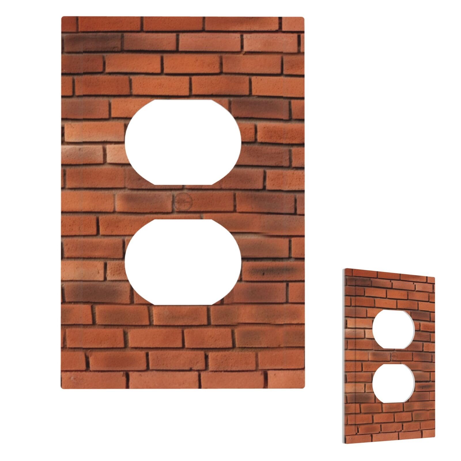 Red Brick Wall Texture Wall Plate Cover Modern Decorative 1 Gang Light Switch Cover Unbreakable Receptacle Outlet Covers For Living Room Bedroom Home Decor Duplex