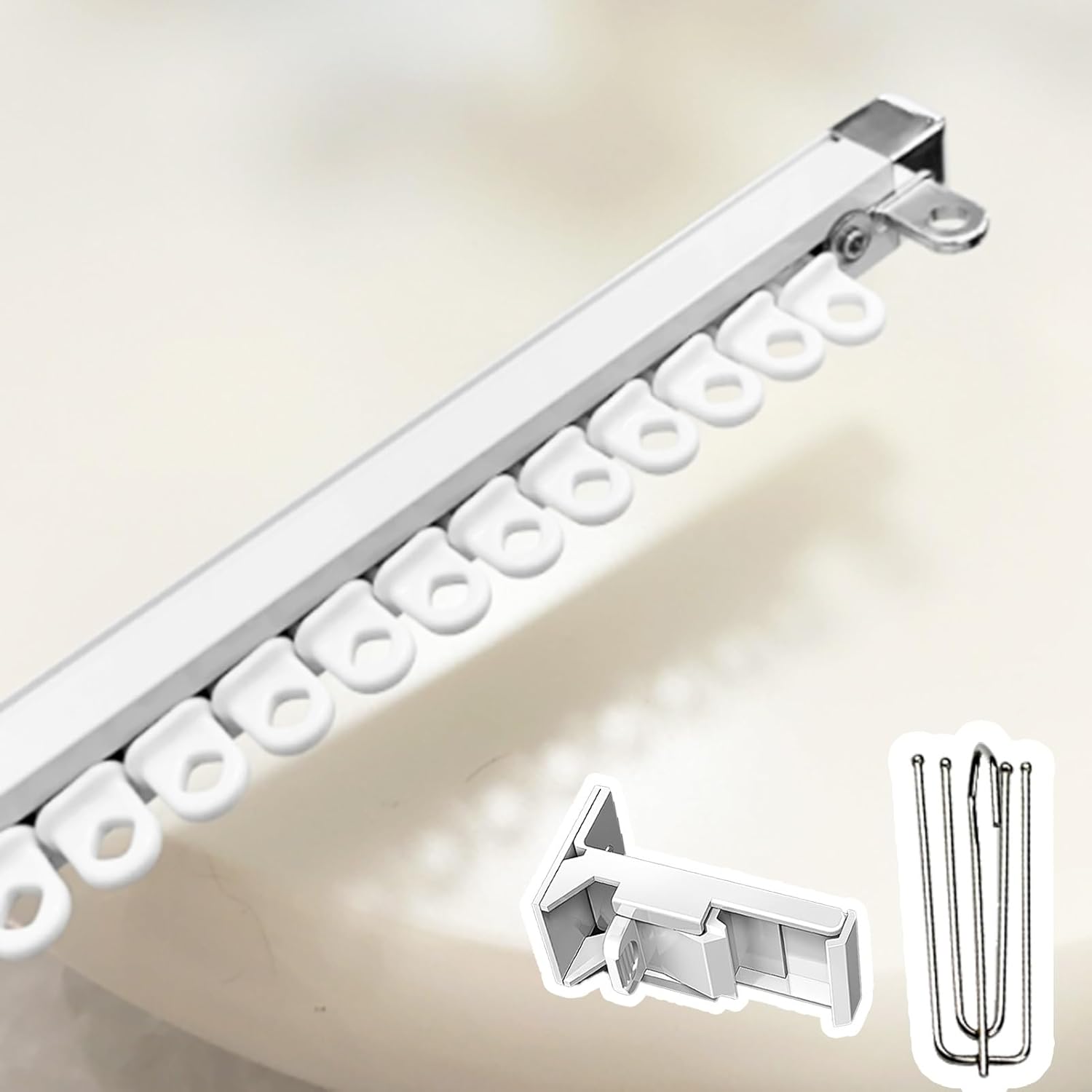 Ceiling Curtain Track,Retractable Curtain Track Set For Ceiling/Wall Mount,Adjustable Blackout Curtain Rail For Bay Windows,2.35-3.6M-Ideal For Living Room&Home Decor,Wall Mount-2.05-3m(6.7-9.8ft