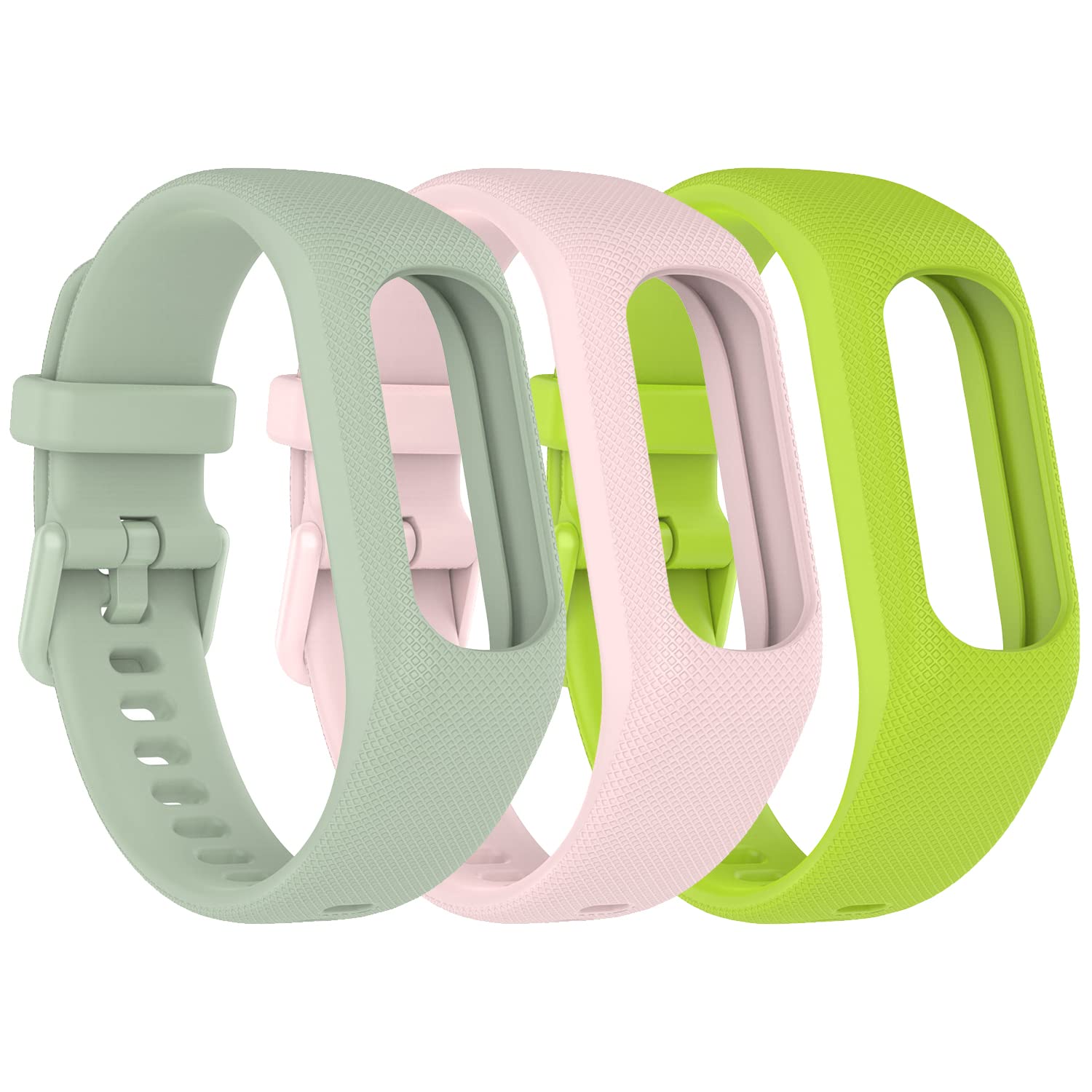 Gheper Soft Silicone Bands Compatible with Garmin Vivosmart 5 Straps Replacement Wristbands with Secure Metal Watch Clasp Buckle Bracelet Bands Case Cover for Women Men, 3 Pack