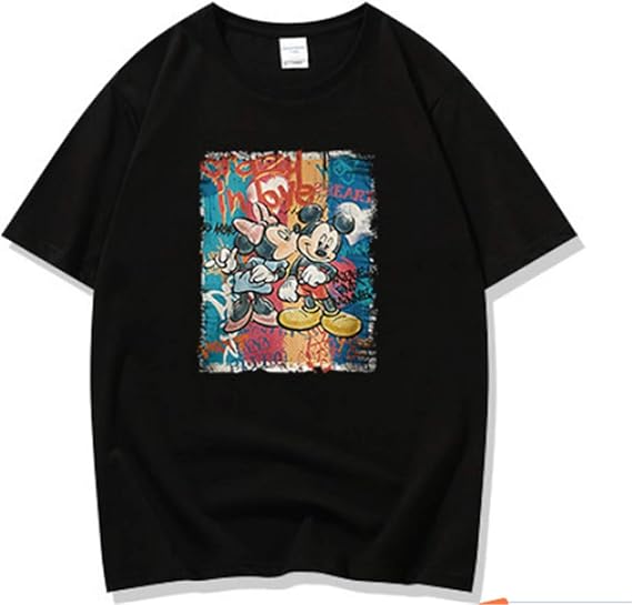 Amazon Disney ディズニー Mickey Mouse ミッキーマウス ミッキー Tシャツ メンズ 半袖 綿 黒 夏 丸襟 ゆったり おしゃれ 通勤 通学 おおきいサイズ プリントｔシャツ 面白い ブラック Tシャツ カットソー 通販