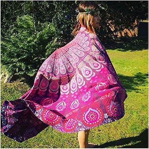Handicrunch Indian Mandala Round Roundie Beach Throw Tapestry Hippy Boho Gypsy Cotton Tablecloth Beach Towel Model: round 2 (Home & Kitchen) Cover