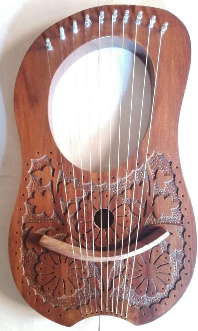 Arpa Lira A 7 Corde In Legno Di Palissandro - Strumento Musicale Portatile, Corde In Metallo - Foto 8
