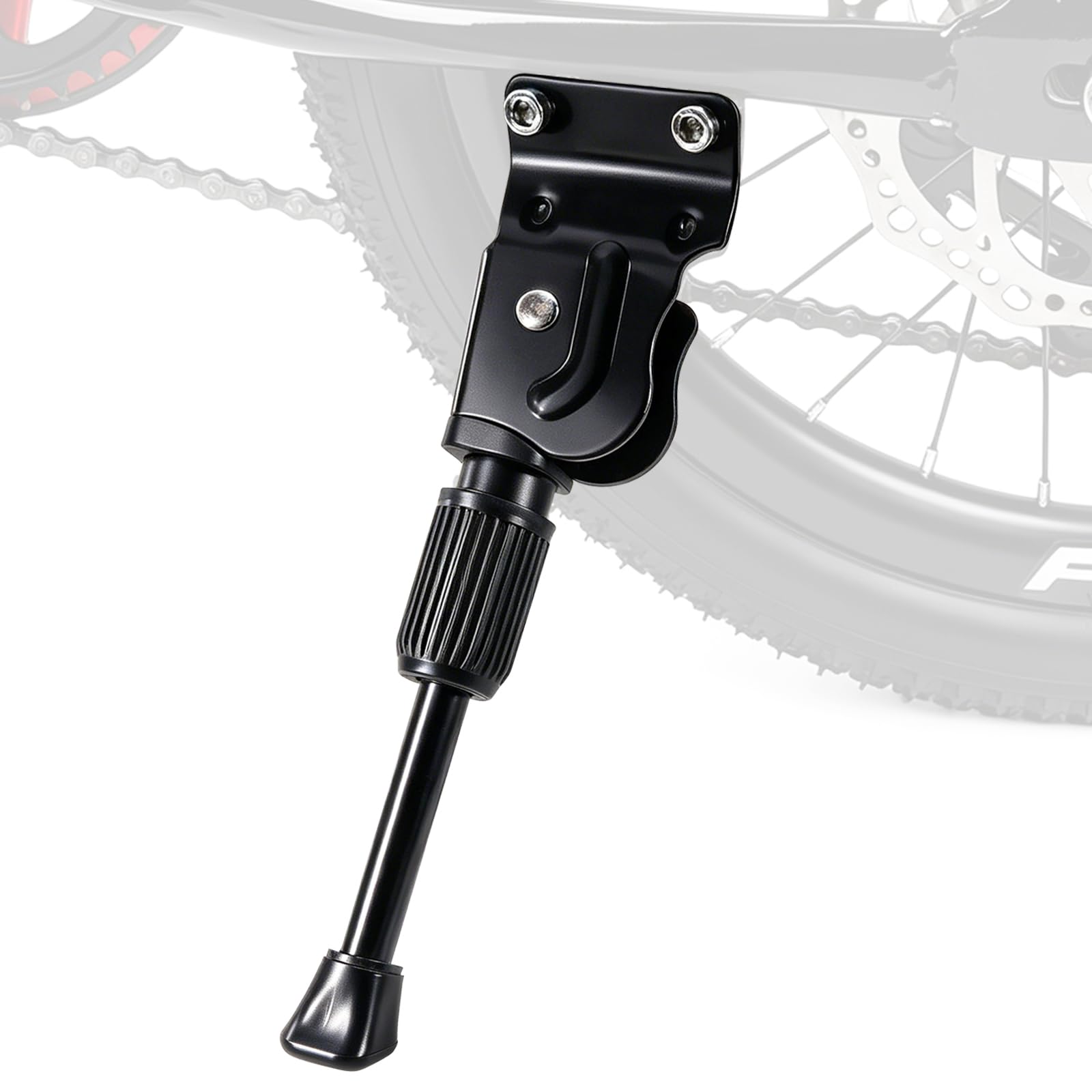 Oumers Kids Bike Kickstand, Black Bicycle Stand 12-18 inch Children's kick Stands Sturdy Bicycle Stand Kick with Screws Anti-Slip Kickstand Support for Boys Girls Young Cyclists