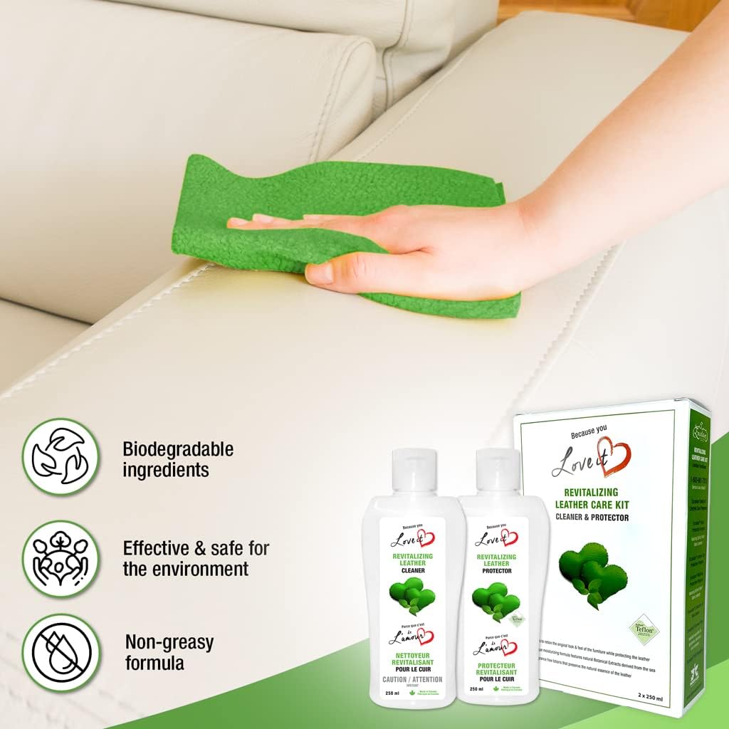 Excelsior Leather Cleaner and Conditioner Kit Includes 1 Bottle (250ml) of Cleaner, 1 Bottle (250ml) of Protective Lotion, Polishing Cloth & Sponge - Best for Leather couches, Sofas & Furniture