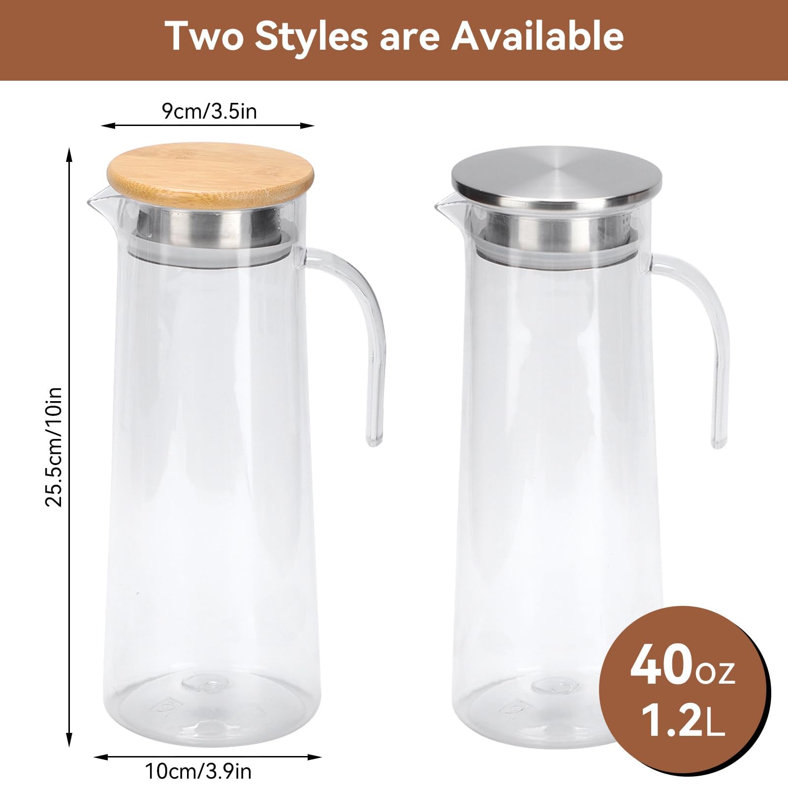 HOMQUEN Pichet En Plastique 1,8L / 60 OZ Avec Couvercle - Gris Pour Eau Thé Jus Boissons