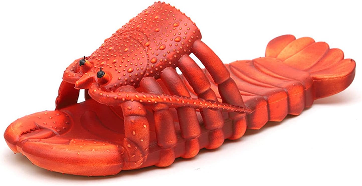 Lobster Flip Flops - Slipper & Slide Pool Beach Shower Shoes in Deep Red
