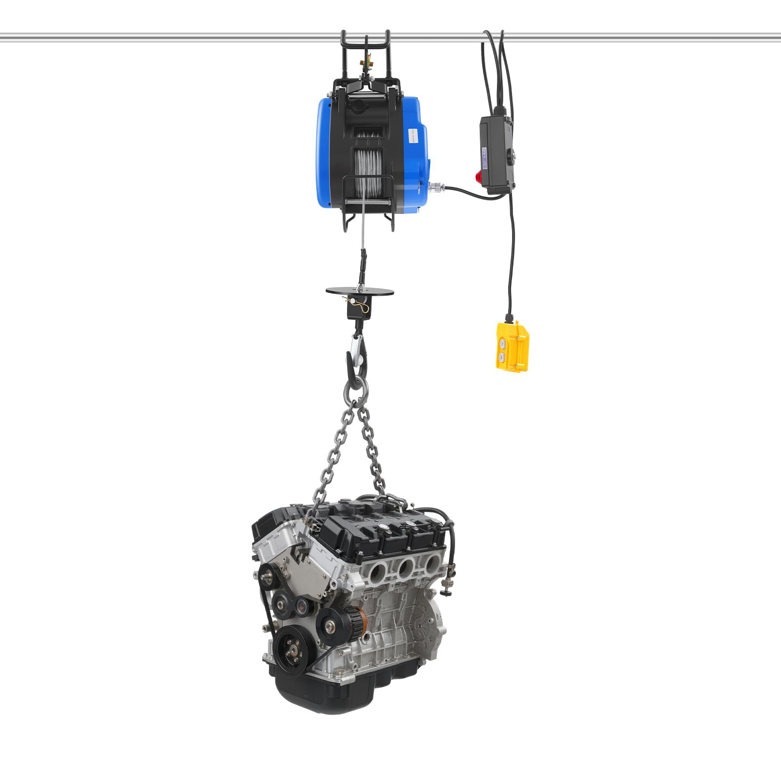 Elektrische Seilwinde 220V 250kg Tragkraft 19m/min Seilzug Motorwinde 1300W Kupfermotor Flaschenzug Hebezug mit Fernbedienung Seilhebezug Kettenzug