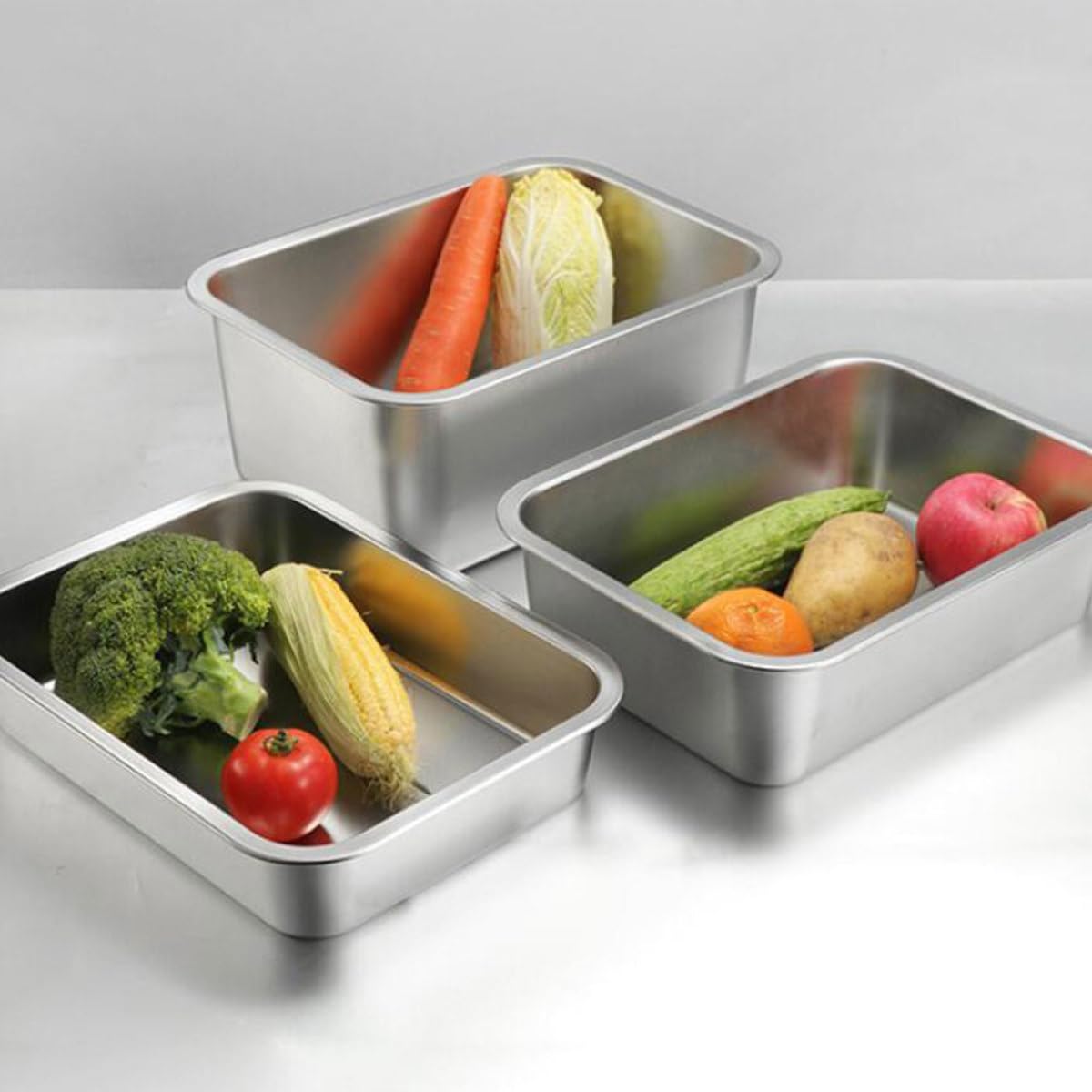 DOITOOL Edelstahlplatte Runde Servierplatte für Grill und Kantine