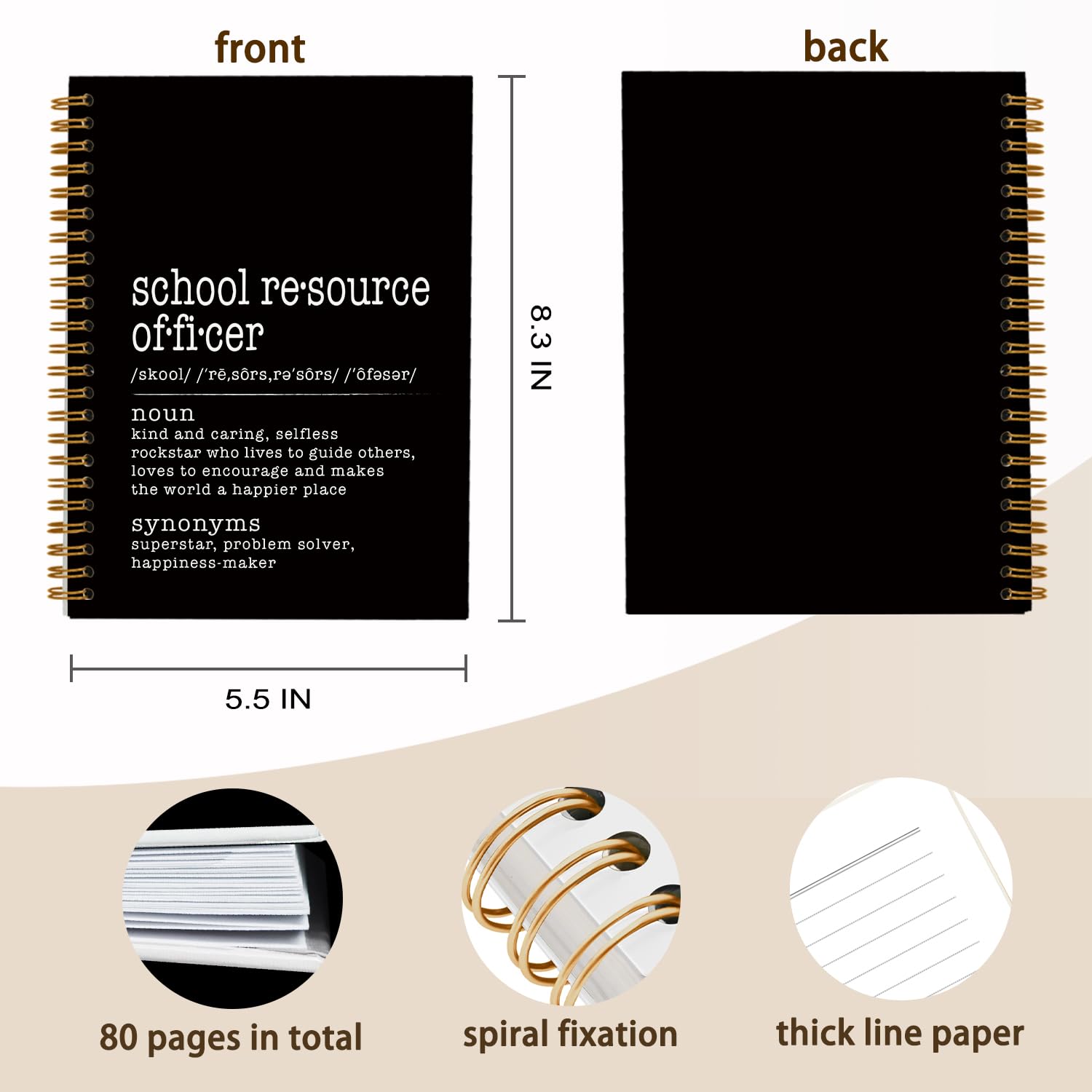 QUICQOD Quaderno con definizione di ufficiale delle risorse scolastiche, diario per lavoro, ufficio, scuola, regalo di apprezzamento, regalo di ringraziamento, quaderno a spirale con copertina rigida