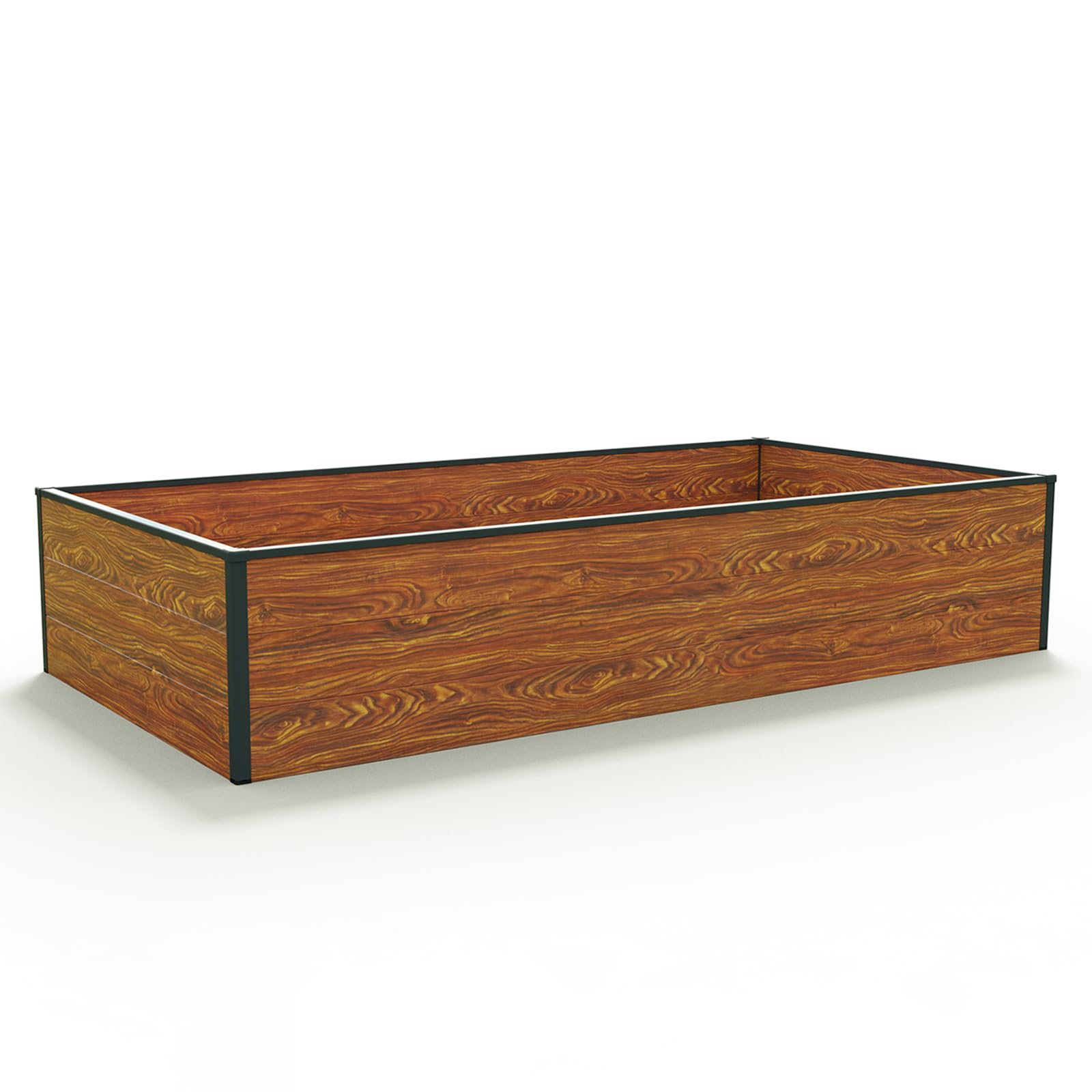 GFP Orto rialzato HALFSIZE in alluminio - Aiuola rialzata salvaspazio e stabile in aspetto legno - 195 x 99 x 39 cm