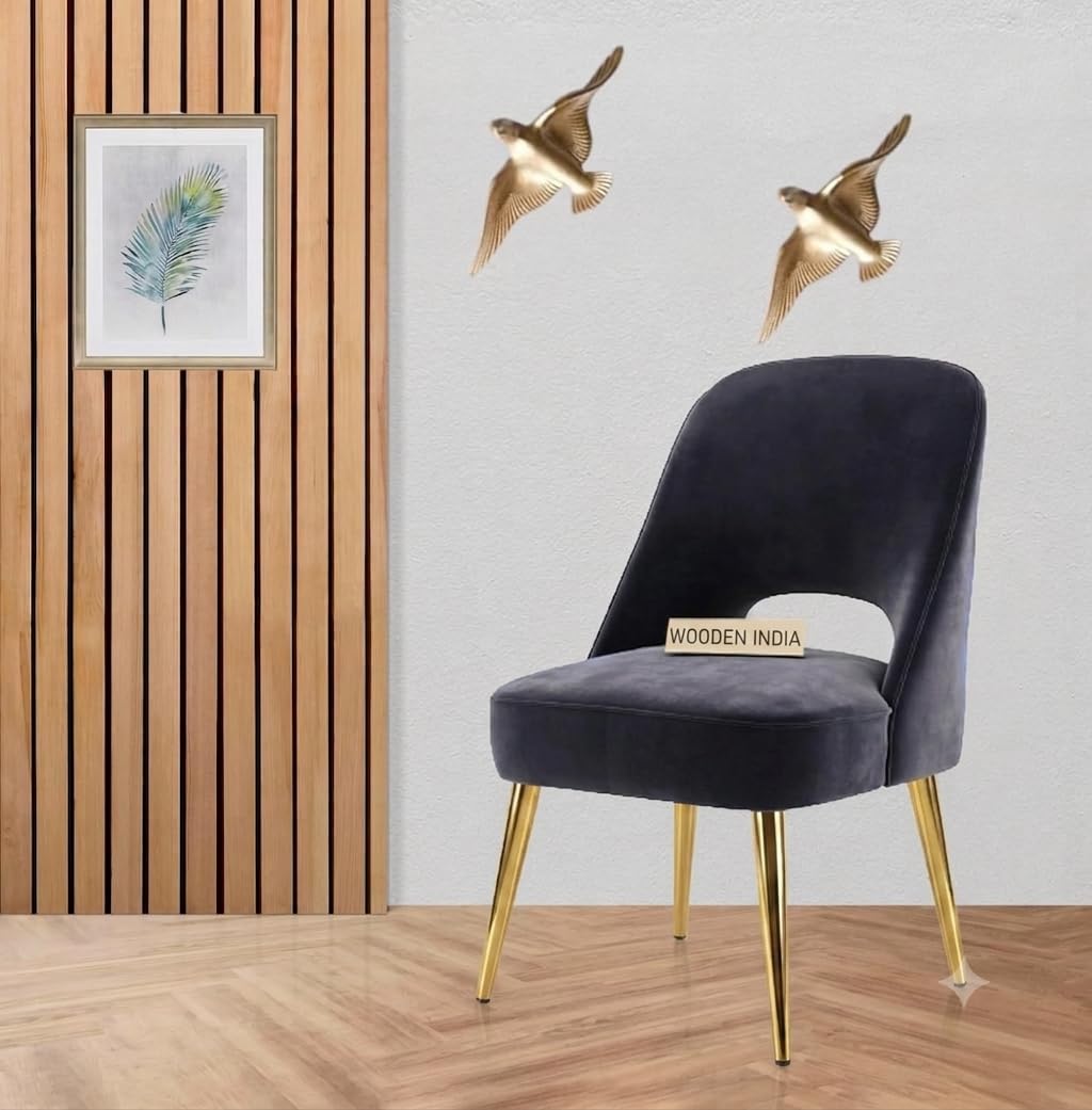 Velvet Accent Chair for Living Room | Premium Upholstered Lounge Chair with Gold Metal Legs | Modern Single Seater Chair for Bedroom, Office, Café & Reception (Grey)-image-16