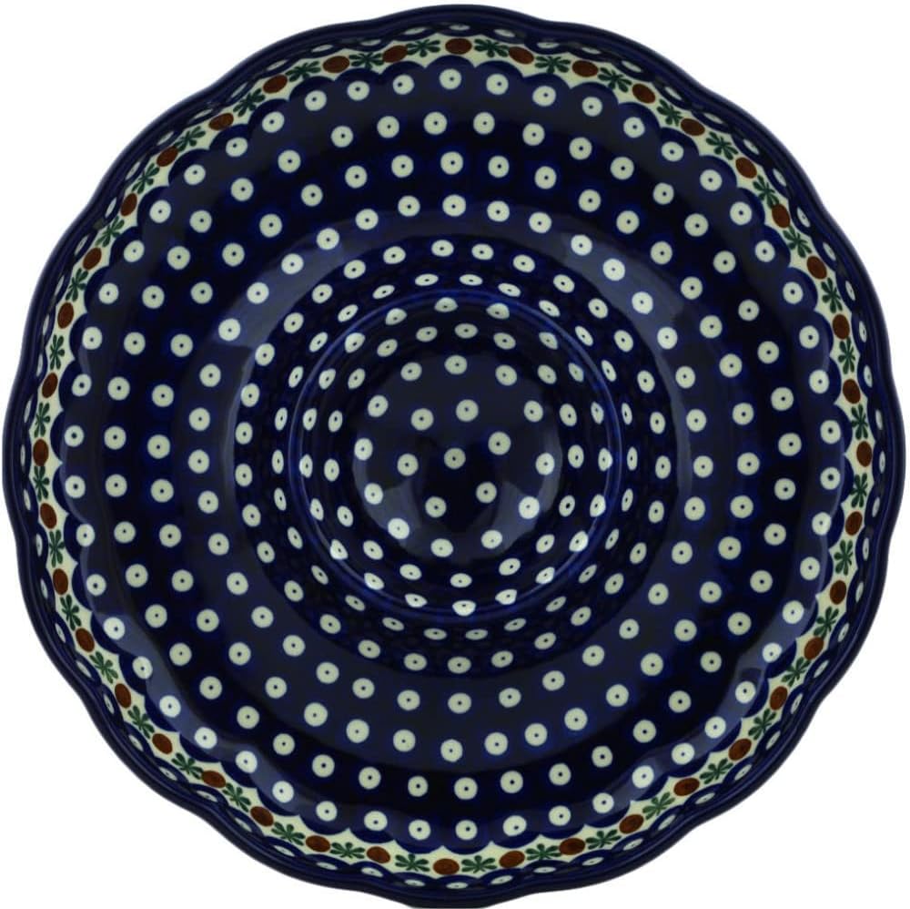 Polmedia Polish Pottery Chip and Dip Platter 12-inch - Mosquito Pattern Handmade in Boleslawiec Poland by Ceramika Artystyczna + Certificate of Authenticity