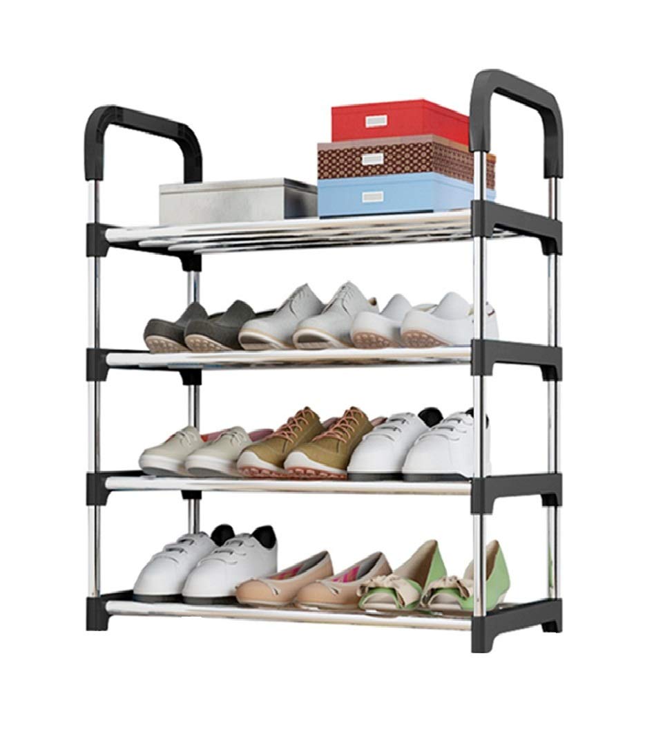 Three Secondz 4 Layers Free Standing Shoe Storage Study Room Office Racks and Shelves of Steel Rack Plastic Shoe Racks for Home Iron Shoe Racks Metal