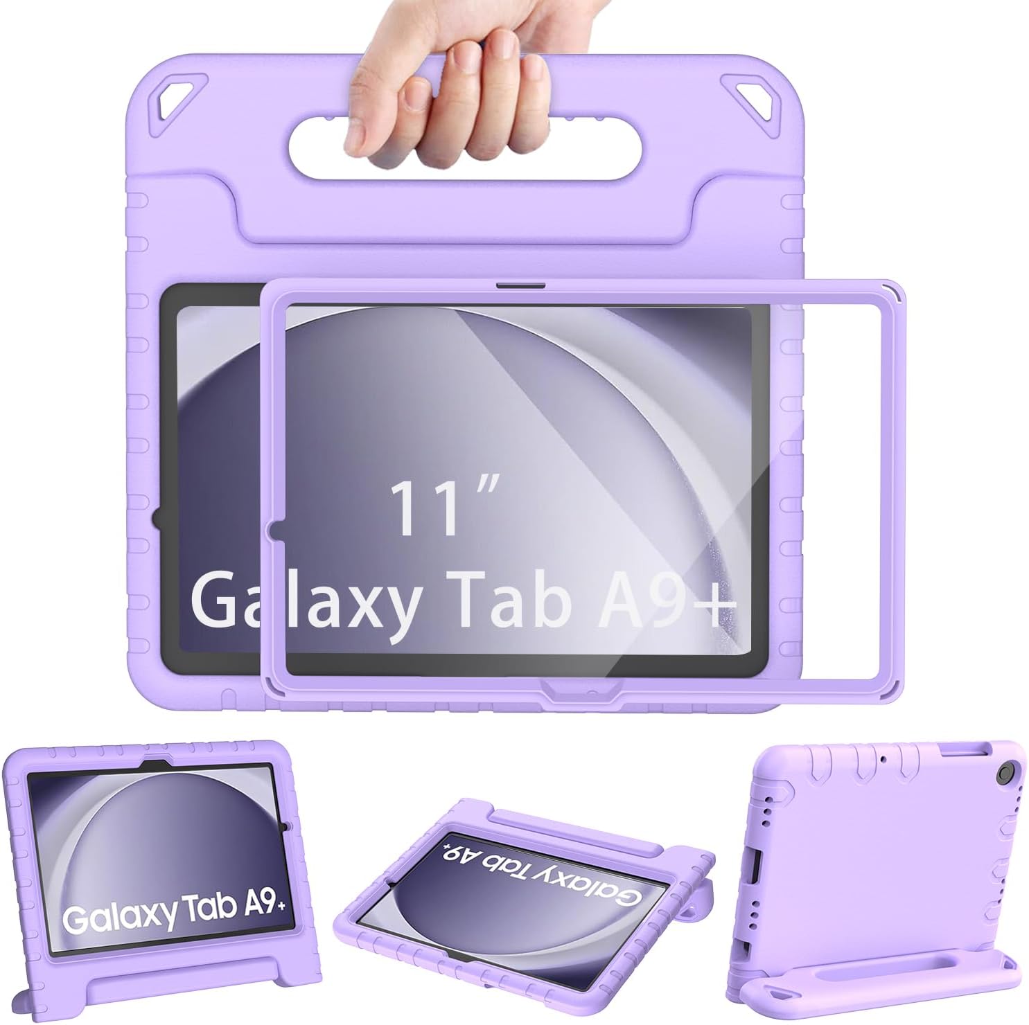 AVAWO Shockproof Kids Case for Samsung Galaxy Tab A9+ Plus 11 inch with Built-in Screen Protector, Sweet Light Purple