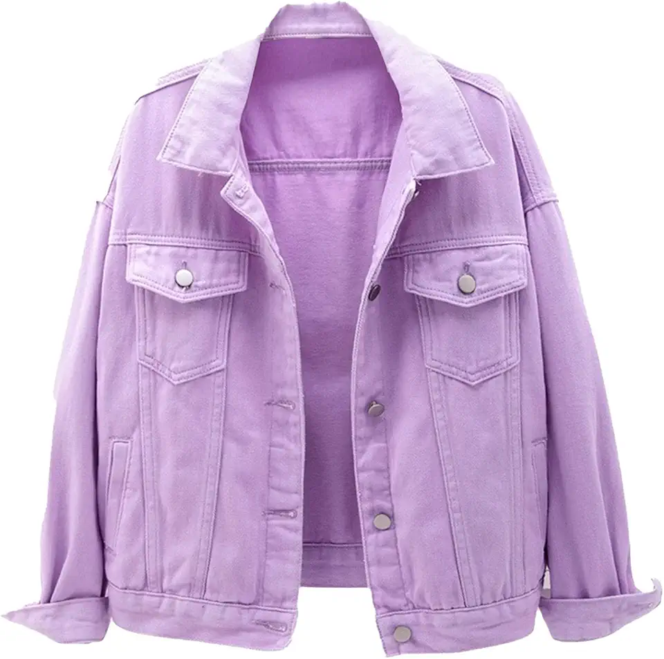 Jaqueta Jeans Feminina Boyfriend Manga Longa Solta Moda Casaco de Transição Primavera Outono com Botão