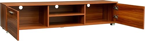 Miniatura 6 de Holaki Soporte de TV de madera para TV de 70 pulgadas, consola multimedia, centro de entretenimiento de TV, mesa de televisión con 2 gabinetes de