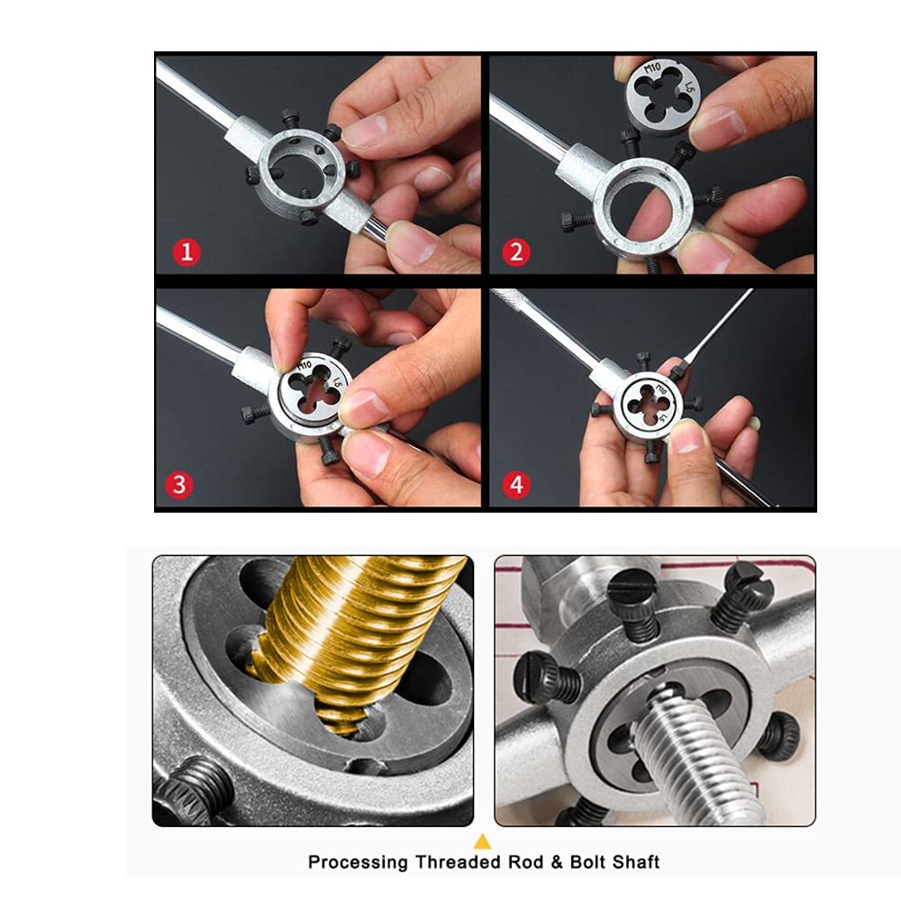 Auniwaig Round Die Stock Handle Wrench - 45mm (1.77 Inch) Holder For M16-M20 Metric Round Dies, 1 Piece