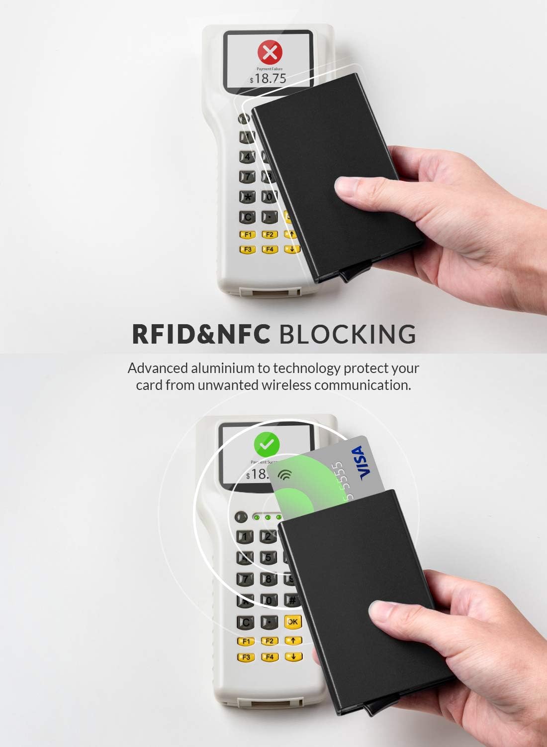 VULKIT Credit Card Holder RFID Protection, Pop Up Metal Card Holder with Double Card Cases Slim Smart Wallet for 10 Cards