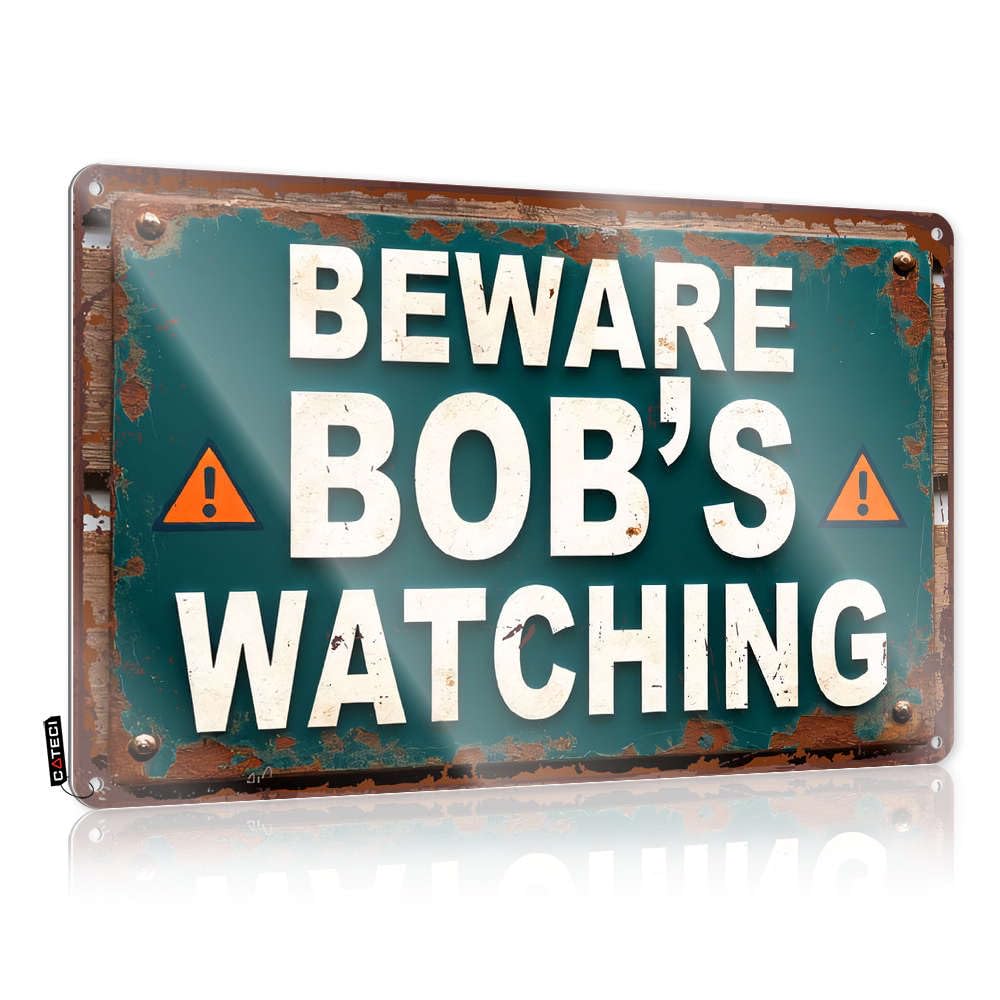 Fzfn Colour Beware: Bob's Watching Old-Fashioned Emo Room Decor - Matal Sign Ideas Hanging Wall Decor(30X40cm)