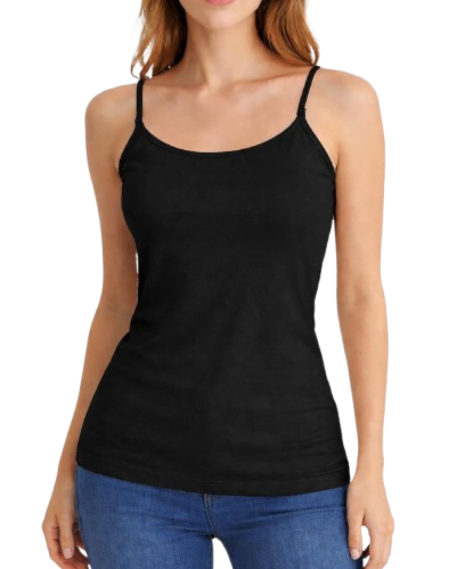 Women Premium Cotton Camisole with Adjustable Straps | Soft Breathable Innerwear Slip | Full Coverage Slip | Beige & Black-image-33