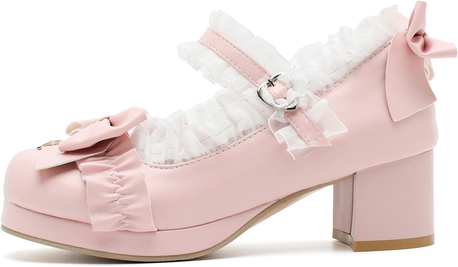 Women's Bow Mary Janes-Lolita Platform Chunky Block Heel Shoes-Kawaii Cute Lace Pumps for Cosplay,Wedding,School Dance,Prom Party Dress Shoes
