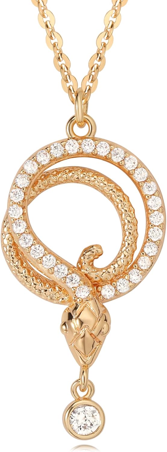 Fettero Gold Necklace for Women Snake Pendant 14K Gold Plated Charm Snake Animal Necklace for Everyday Jewelry