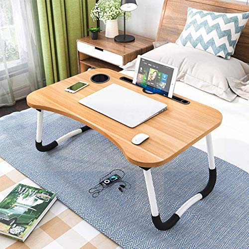 Image of AJB Multi-Purpose Laptop Desk for Study and Reading with Foldable Non-Slip Legs Reading Table Tray, Laptop Table, Laptop Stands, Laptop Desk, Foldable Study Laptop Table, Study Table (Dark Wooden)