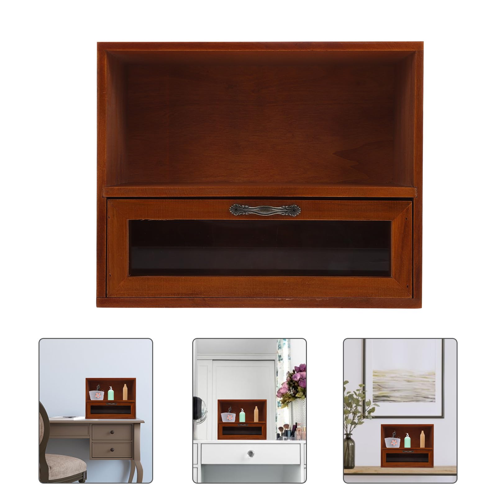 Cassettiera in Legno e Acrilico Cassetti Estratti Grande Capacità per Organizzazione Domestica Stile Retrò Semplice e Funzionale per Conservare Gioielli e Cancelleria